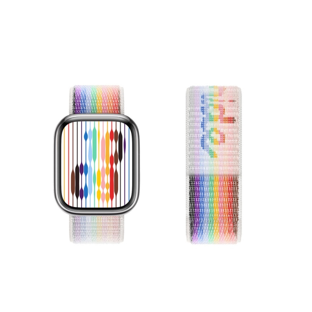Sports Loop Apple Watch Strap -  White Rainbow Pride